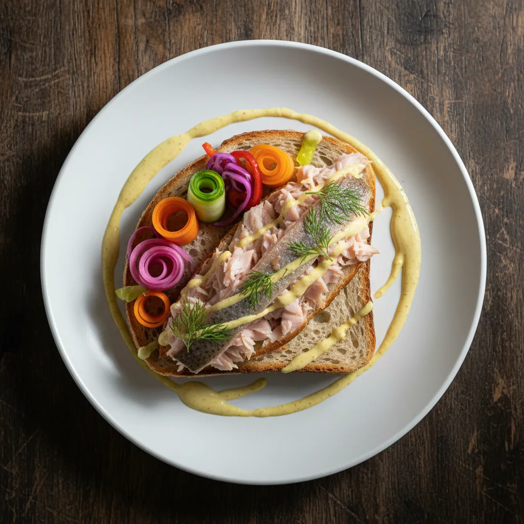 Getoast zuurdesem met forel