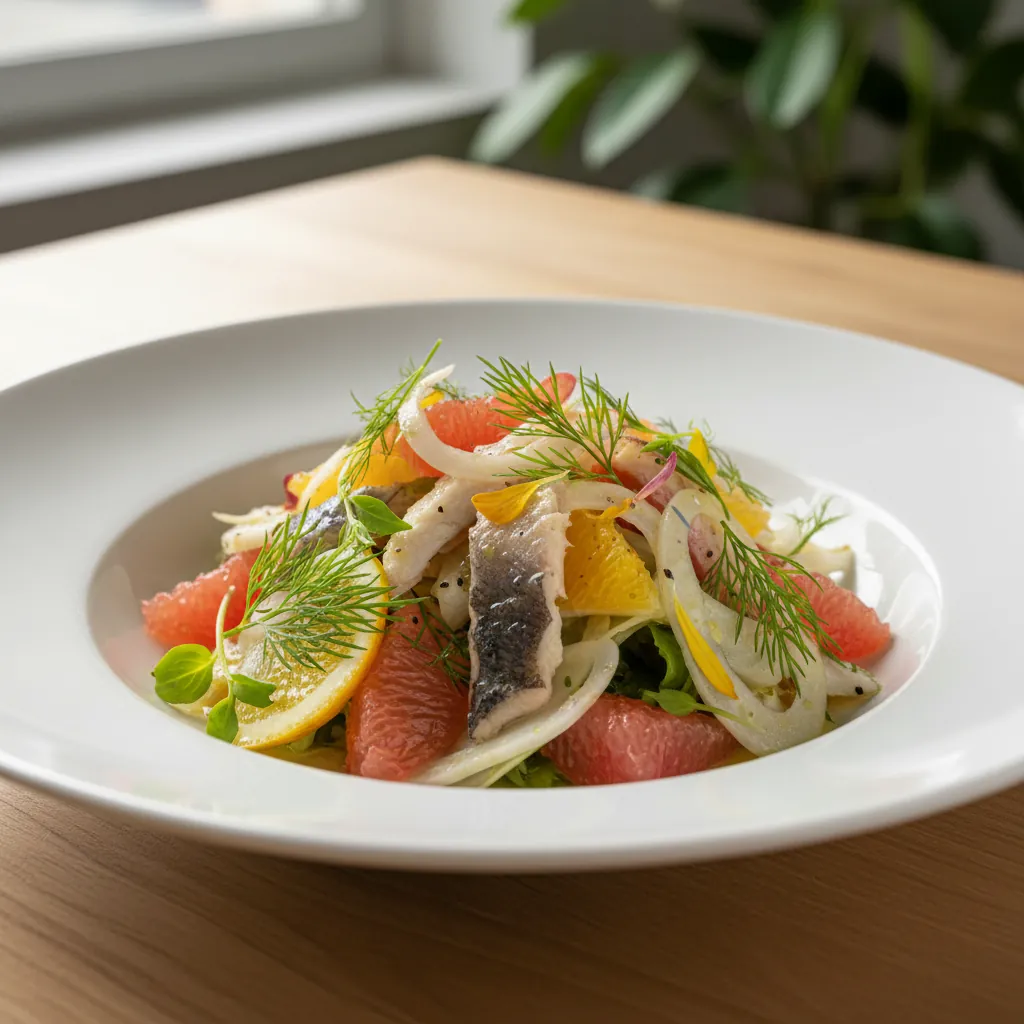Salade met paling en forel